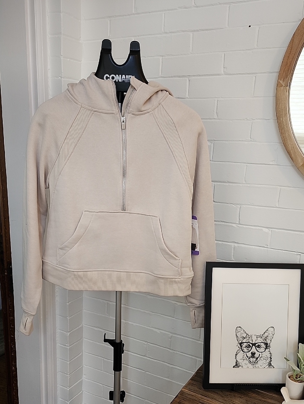 Danskin Cream Half-Zip Hoodie, Xs